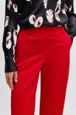 Straight-leg trousers in wool, Red