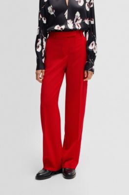 Straight-leg trousers in wool, Red