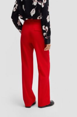 Straight-leg trousers in wool, Red