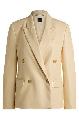 Regular-fit double-breasted blazer in faux leather
