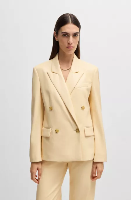 Regular-fit double-breasted blazer in faux leather