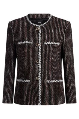 Slim-fit blazer in multicolored boucl&eacute;, Patterned