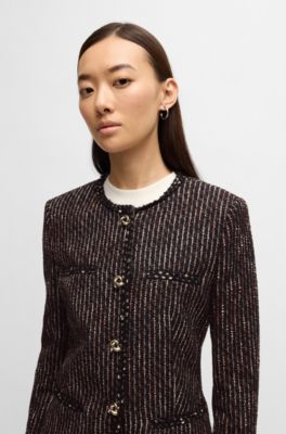 Slim-fit blazer in multicolored boucl&eacute;, Patterned