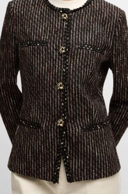 Slim-fit blazer in multicolored boucl&eacute;, Patterned