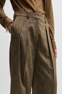 Regular-fit trousers with pleated front, Brown