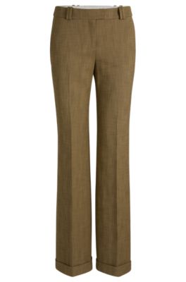 Hugo Boss Regular-fit Trousers In Herringbone Stretch Fabric In Patterned