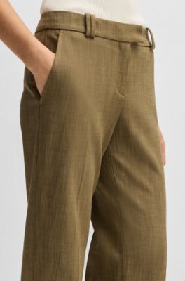 Regular-fit trousers in herringbone stretch fabric, Green