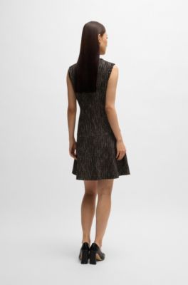 Vestido con ribete de cinta en punto boucl&eacute;, Fantas&iacute;a