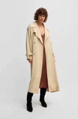 Strappy dress in crinkle satin, Brown