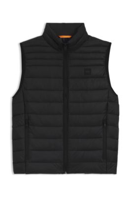 Packable gilet in water-repellent fabric, Black
