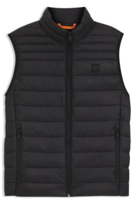 Chaleco slim fit plegable en tejido repelente al agua, Negro