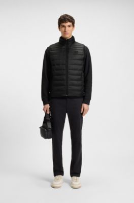 Packable gilet in water-repellent fabric, Black