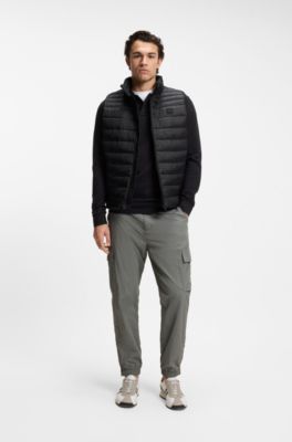 Chaleco slim fit plegable en tejido repelente al agua, Negro