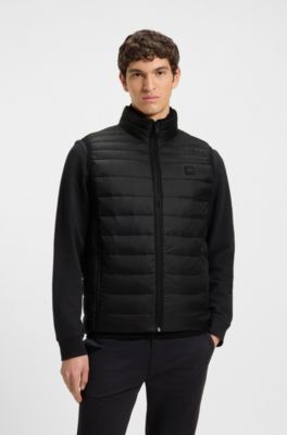 Packable gilet in water-repellent fabric, Black