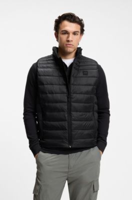 Chaleco slim fit plegable en tejido repelente al agua, Negro