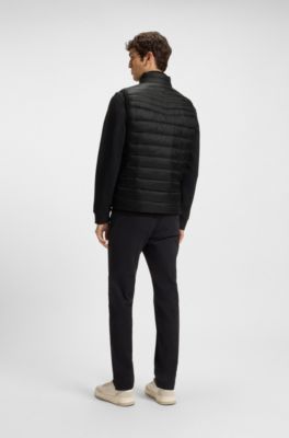 Packable gilet in water-repellent fabric, Black