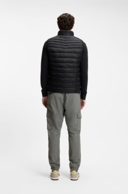 Packable gilet in water-repellent fabric, Black