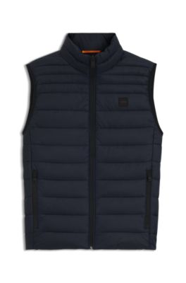 Chaleco slim fit plegable en tejido repelente al agua, Azul oscuro