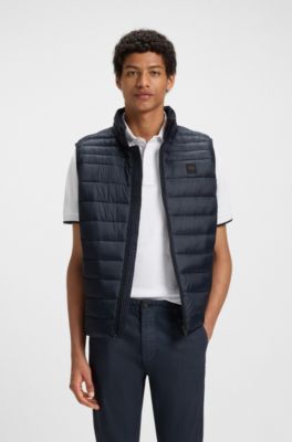 Veste sans manches Slim pliable en tissu d&eacute;perlant, Bleu fonc&eacute;