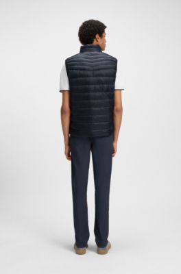 Chaleco slim fit plegable en tejido repelente al agua, Azul oscuro