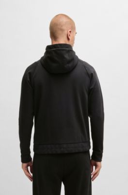 Sudadera con capucha y cremallera de algod&oacute;n con monograma Double B, Negro