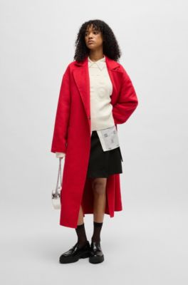 Wrap mini skirt with branded belt buckle, Black