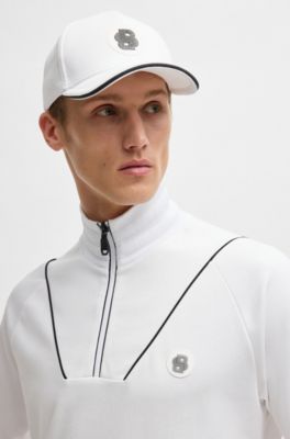 Cotton zip-neck sweatshirt with Double B monogram, White