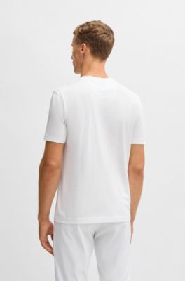 Cotton-jersey T-shirt with large logo, White
