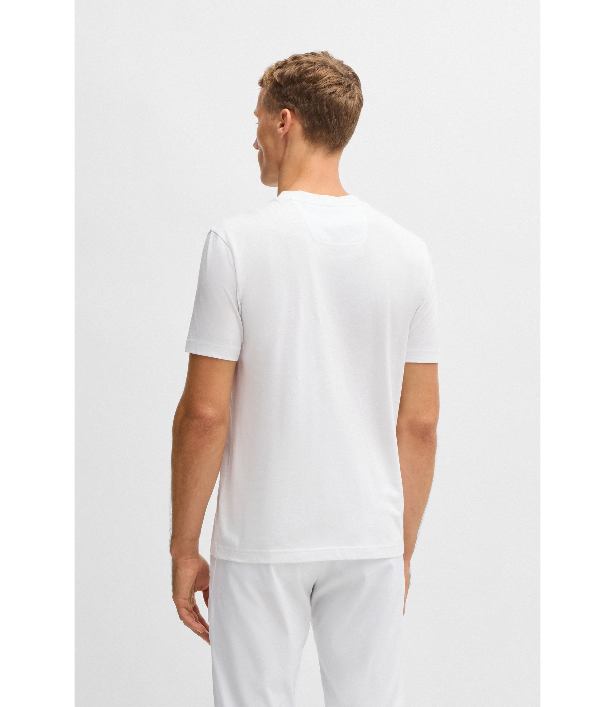 BOSS - Cotton-jersey T-shirt with large logo - White