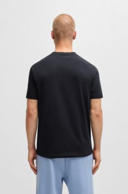 Cotton-jersey T-shirt with large logo, Dark Blue