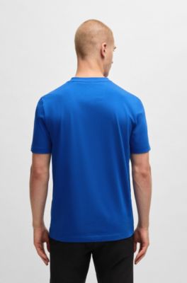 Cotton-jersey T-shirt with large logo, Blue