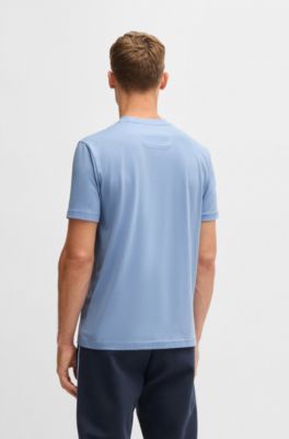 Cotton-jersey T-shirt with large logo, Light Blue