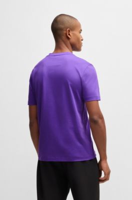 Cotton-jersey T-shirt with large logo, Dark Purple