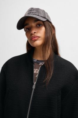 Relaxed-fit jacket in boucl&eacute;, Black