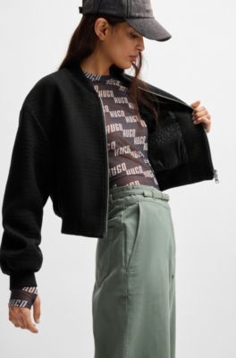 Relaxed-fit jacket in boucl&eacute;, Black