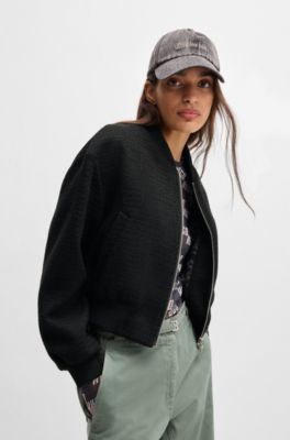 Relaxed-fit jacket in boucl&eacute;, Black