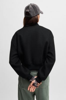 HUGO - Relaxed-fit jacket in bouclé - Black
