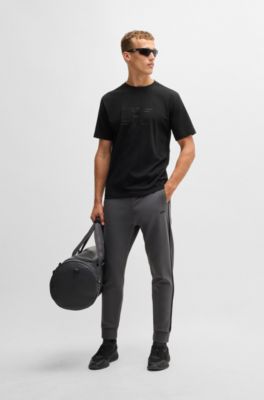 Camiseta relaxed fit de punto de algod&oacute;n con ilustraci&oacute;n de temporada, Negro