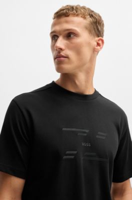 Camiseta relaxed fit de punto de algod&oacute;n con ilustraci&oacute;n de temporada, Negro