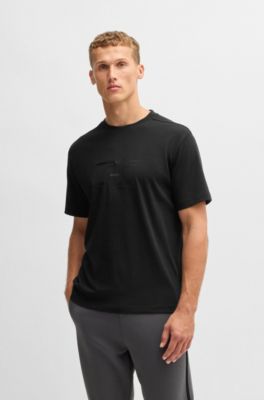 Camiseta relaxed fit de punto de algod&oacute;n con ilustraci&oacute;n de temporada, Negro