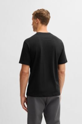Camiseta relaxed fit de punto de algod&oacute;n con ilustraci&oacute;n de temporada, Negro
