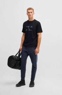 Camiseta relaxed fit de punto de algod&oacute;n con ilustraci&oacute;n de temporada, Azul oscuro