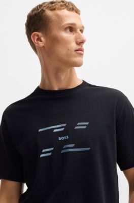 Camiseta relaxed fit de punto de algod&oacute;n con ilustraci&oacute;n de temporada, Azul oscuro