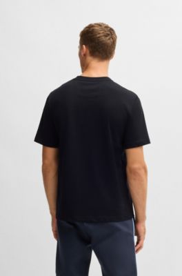 Camiseta relaxed fit de punto de algod&oacute;n con ilustraci&oacute;n de temporada, Azul oscuro