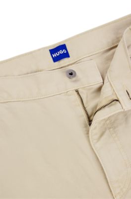 Baggy-fit trousers in cotton canvas, Beige