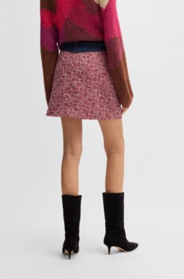 Falda evas&eacute; de tweed multicolor con ribetes de denim, Fantas&iacute;a