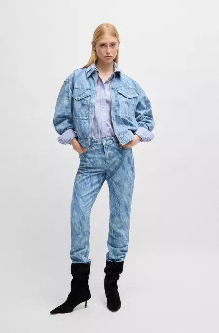 Relaxed-fit blouse in striped poplin