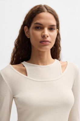 Two-in-one dress with layered effect, White