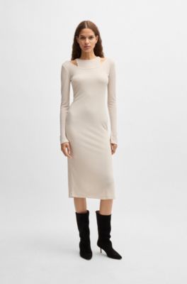 Two-in-one dress with layered effect, White