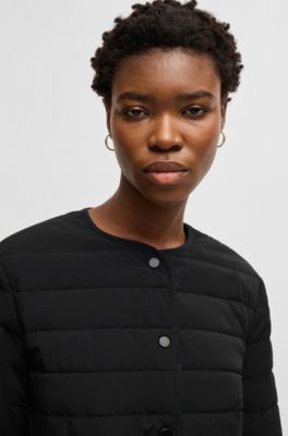 Water-repellent padded jacket with drawcord waist, Black